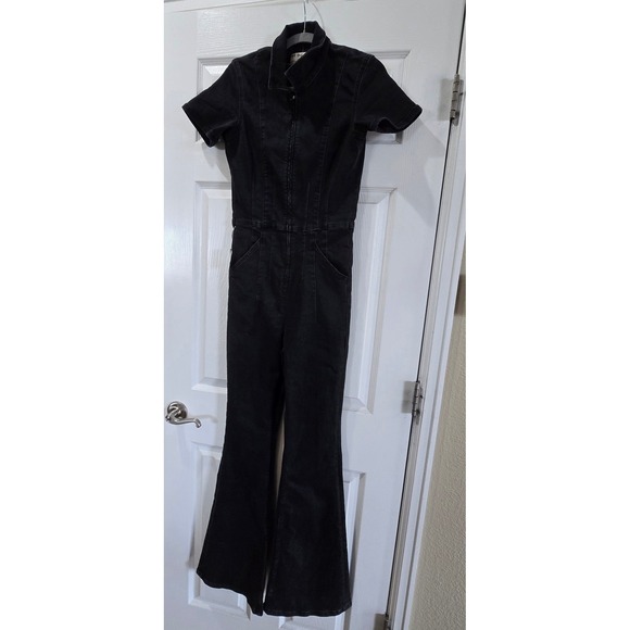Free People Pants - Free People SOLD OUT We The Free Jayde Flare Jumpsuit Black Mamba Denim S